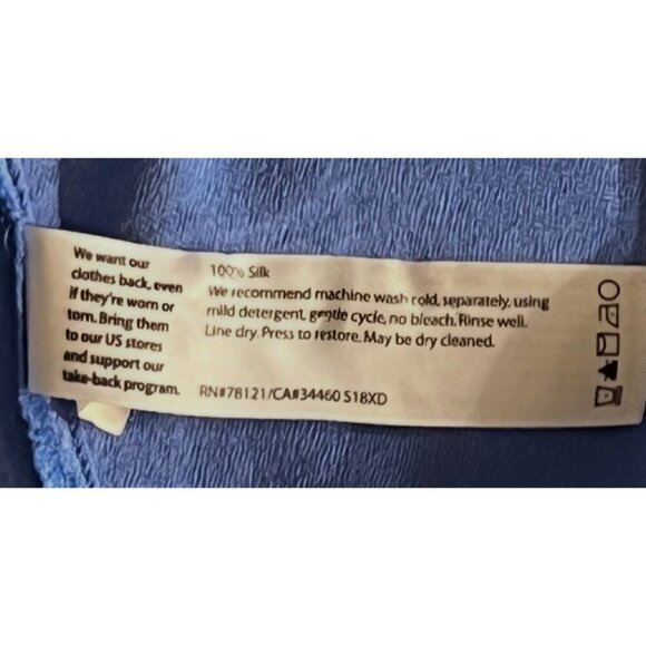 New Eileen Fisher Blue 100% Silk Button Oversized Shirt Blouse Top - Picture 5 of 10